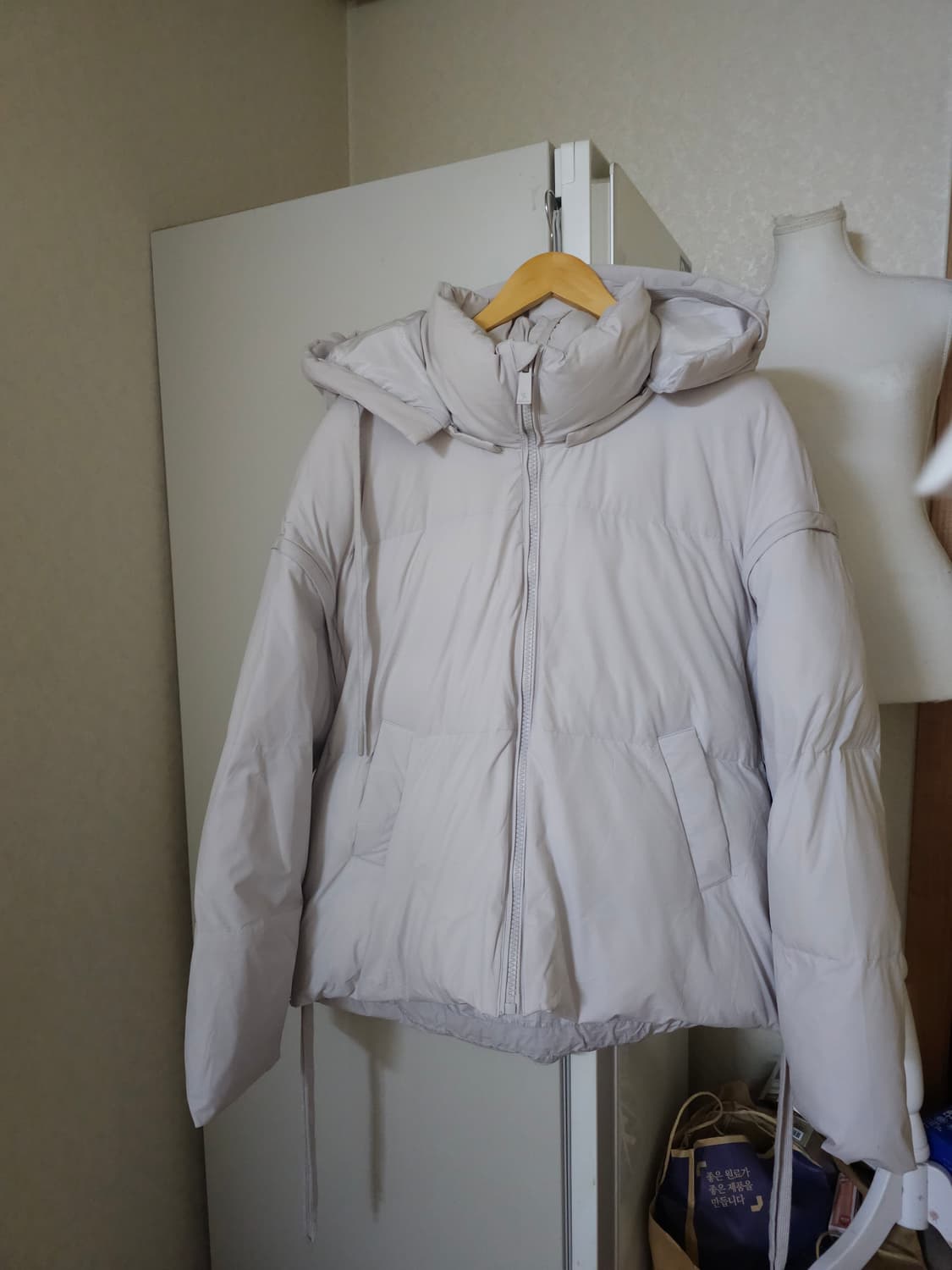 제시믹스 후드 오버핏 그레이패딩 상품이미지1