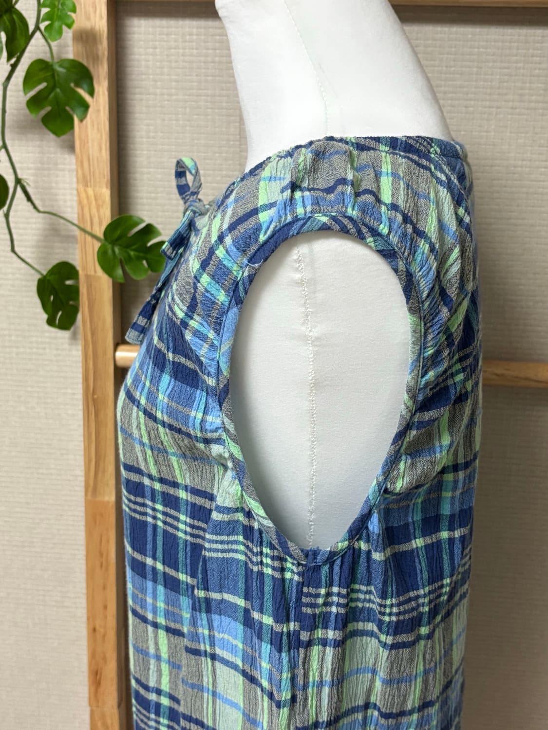 [Japan Vintage] 내추럴 체크 리본 나시🍃 상품이미지3