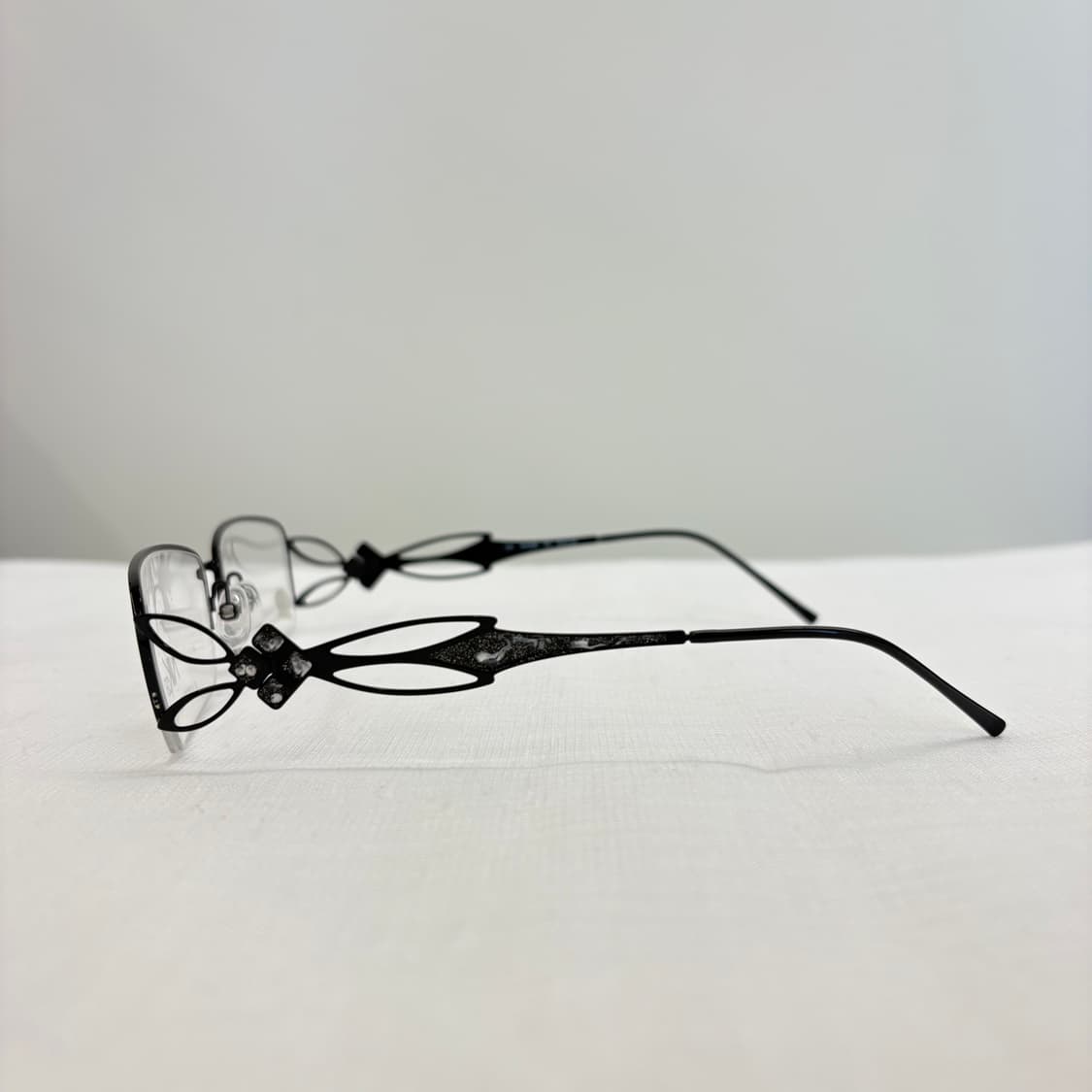 NIKOE 블랙 사각 반무테 빈티지안경  상품이미지4