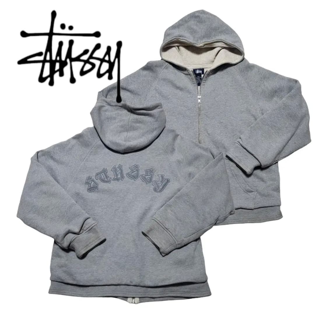 스투시 빅로고 90s 그레이 와플 후드집업 m 상품이미지1