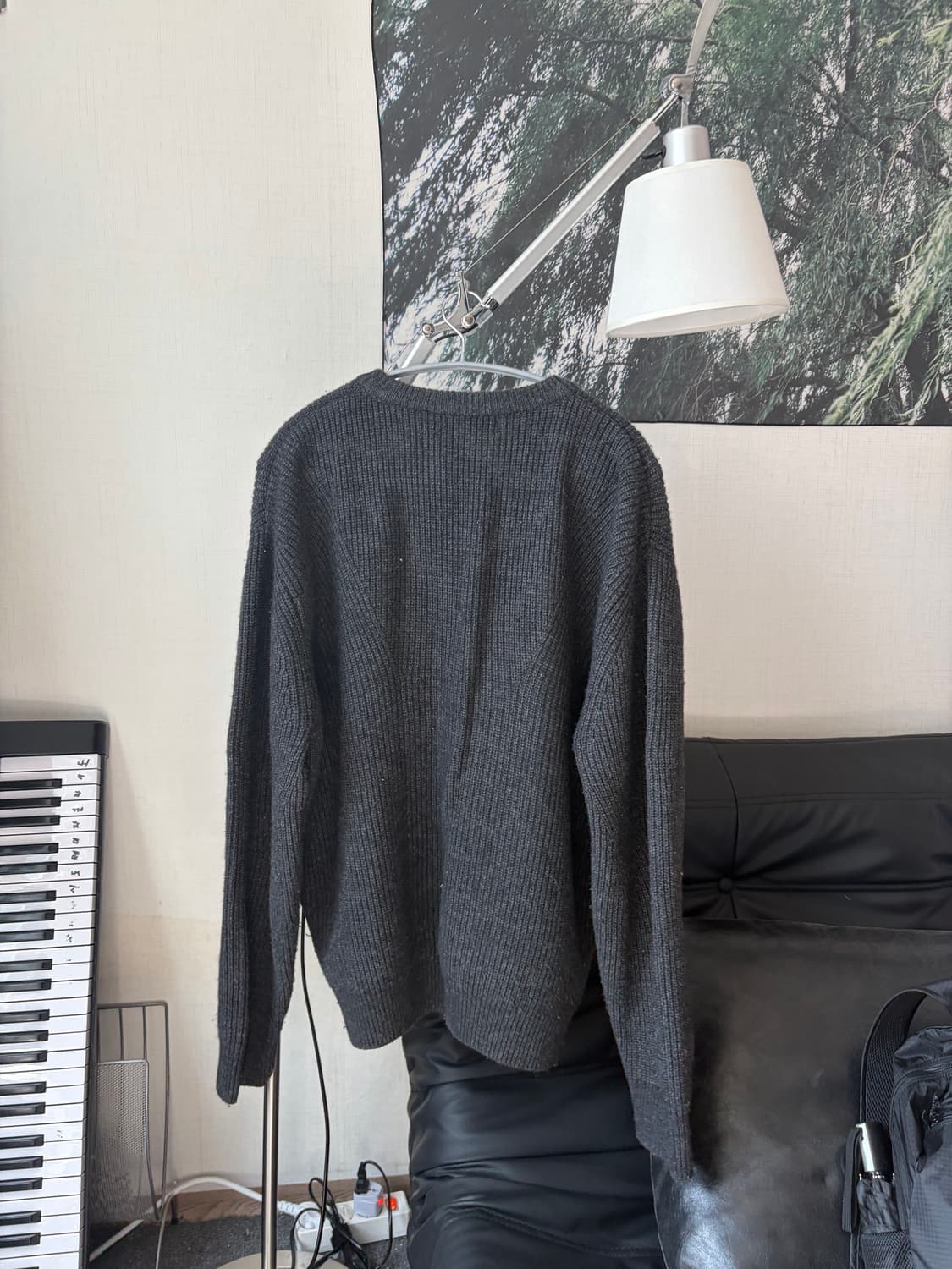캐시팝 트위드 크루넥 니트 (차콜그레이) L 상품이미지3