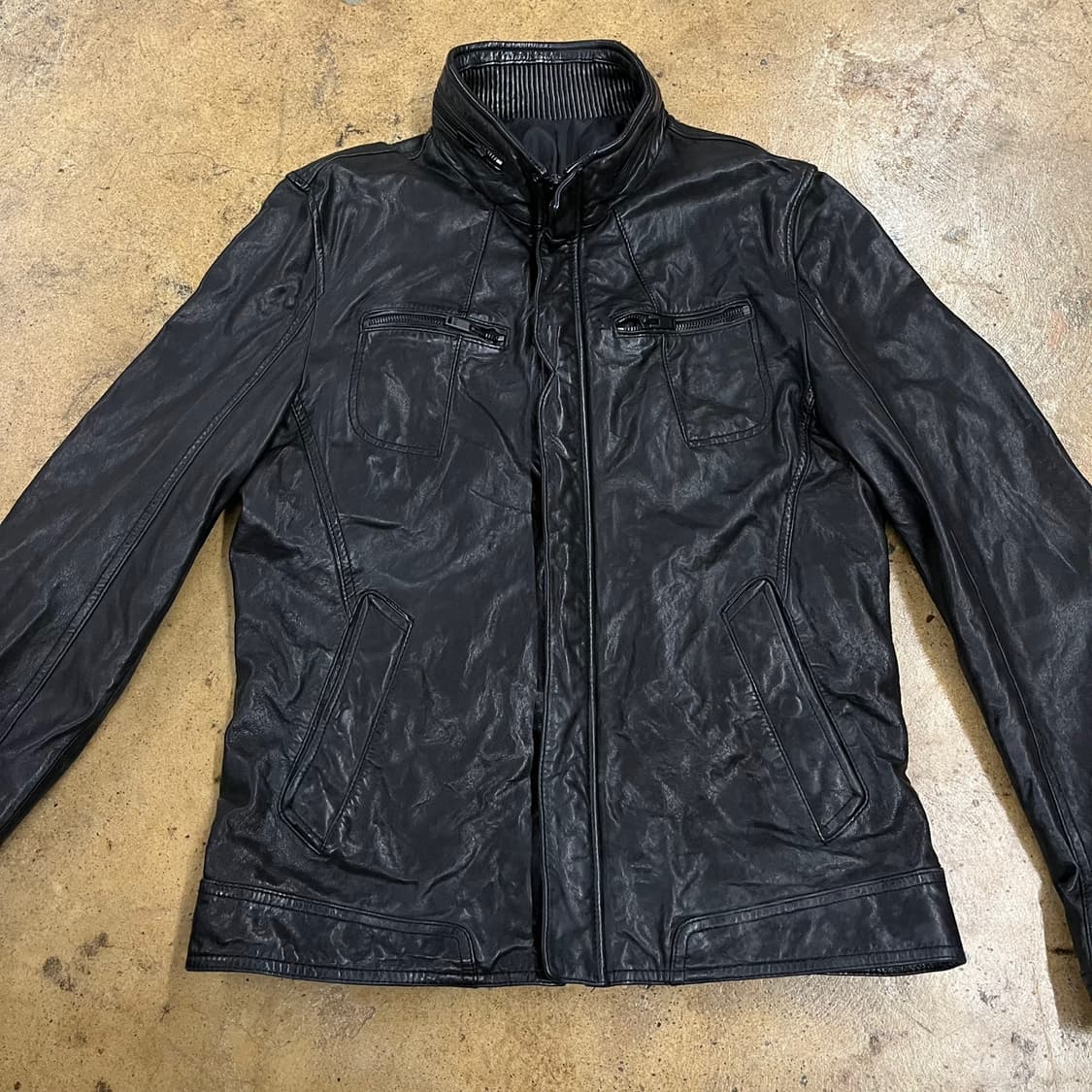 [정품/105] SIGE 블랙 레더 자켓 라이더 스타일 b16 상품이미지3