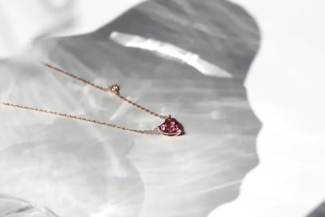 핑크 투어멀린 하트 목걸이  상품이미지1