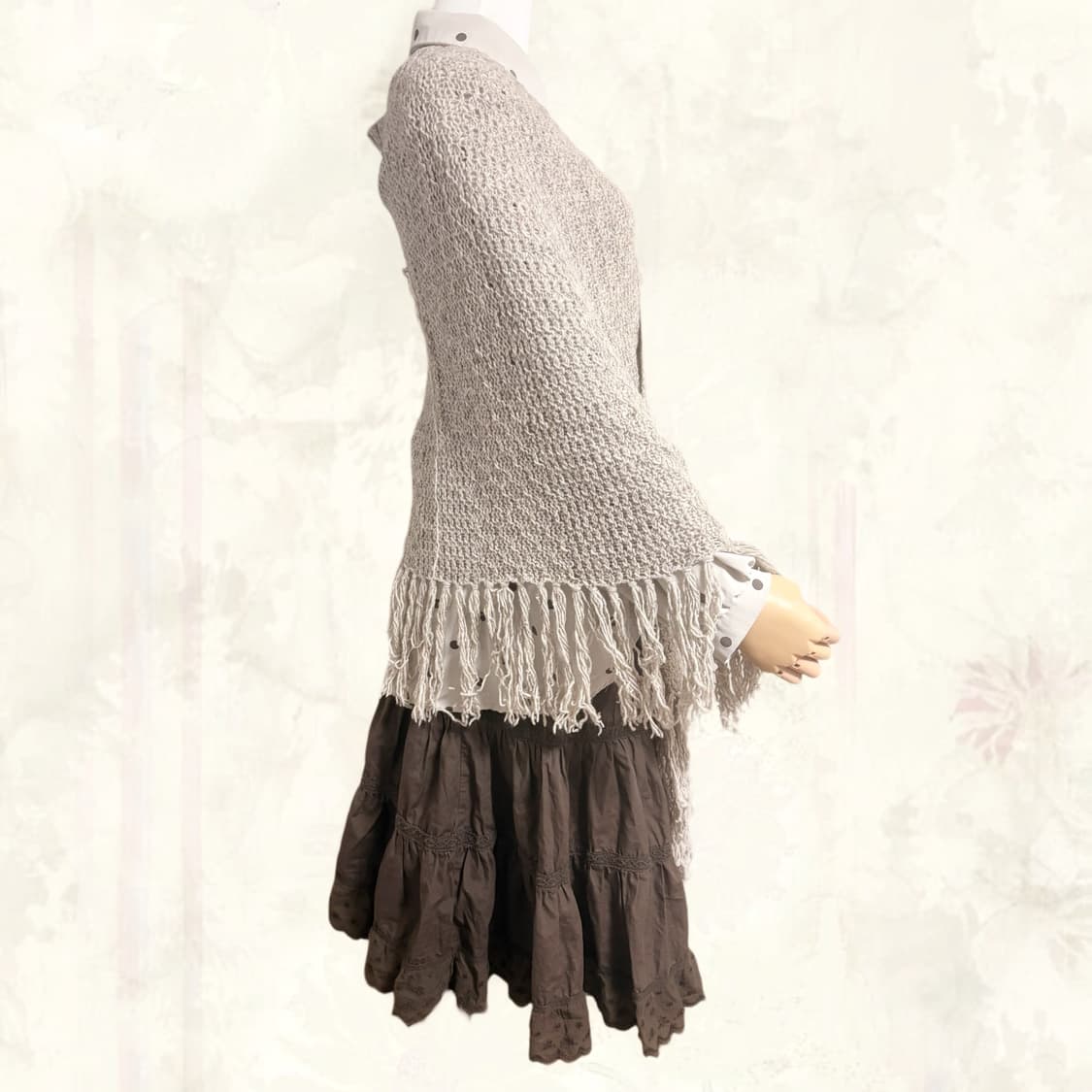 (이체시에눌) 일본 봄 사와코깔 케이프 도트 패턴 초코맛 캉캉 코디세트 상품이미지2