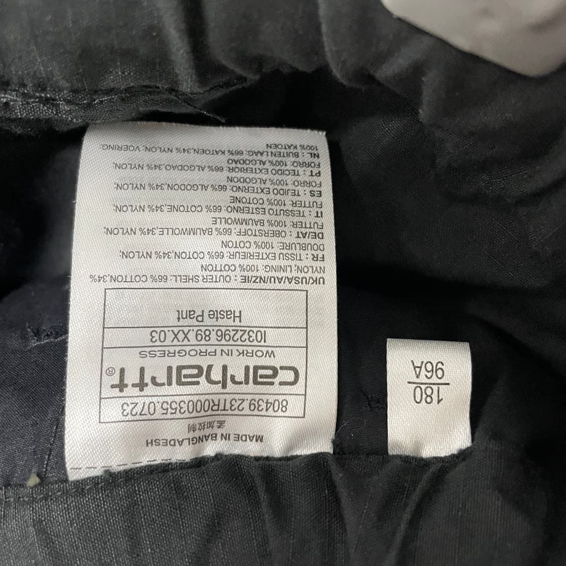 칼하트 카고 팬츠 블랙 180/96A 상품이미지6