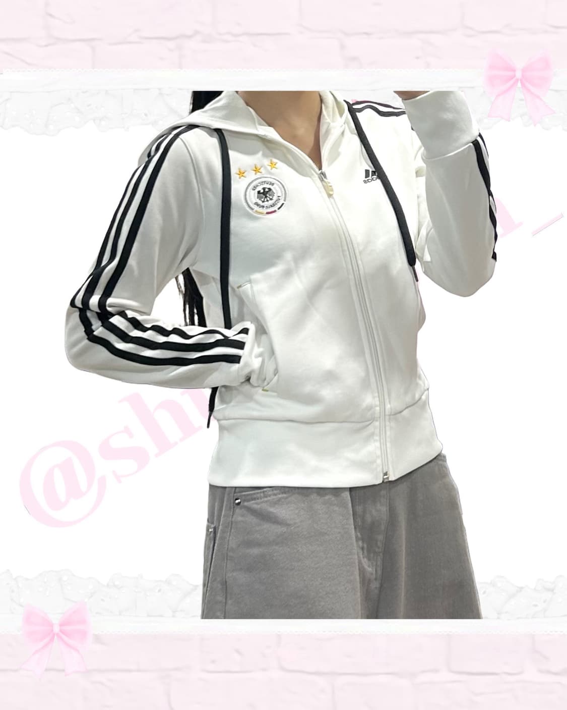 아디다스 독일 화이트 흰검 후드집업 져지 상품이미지2