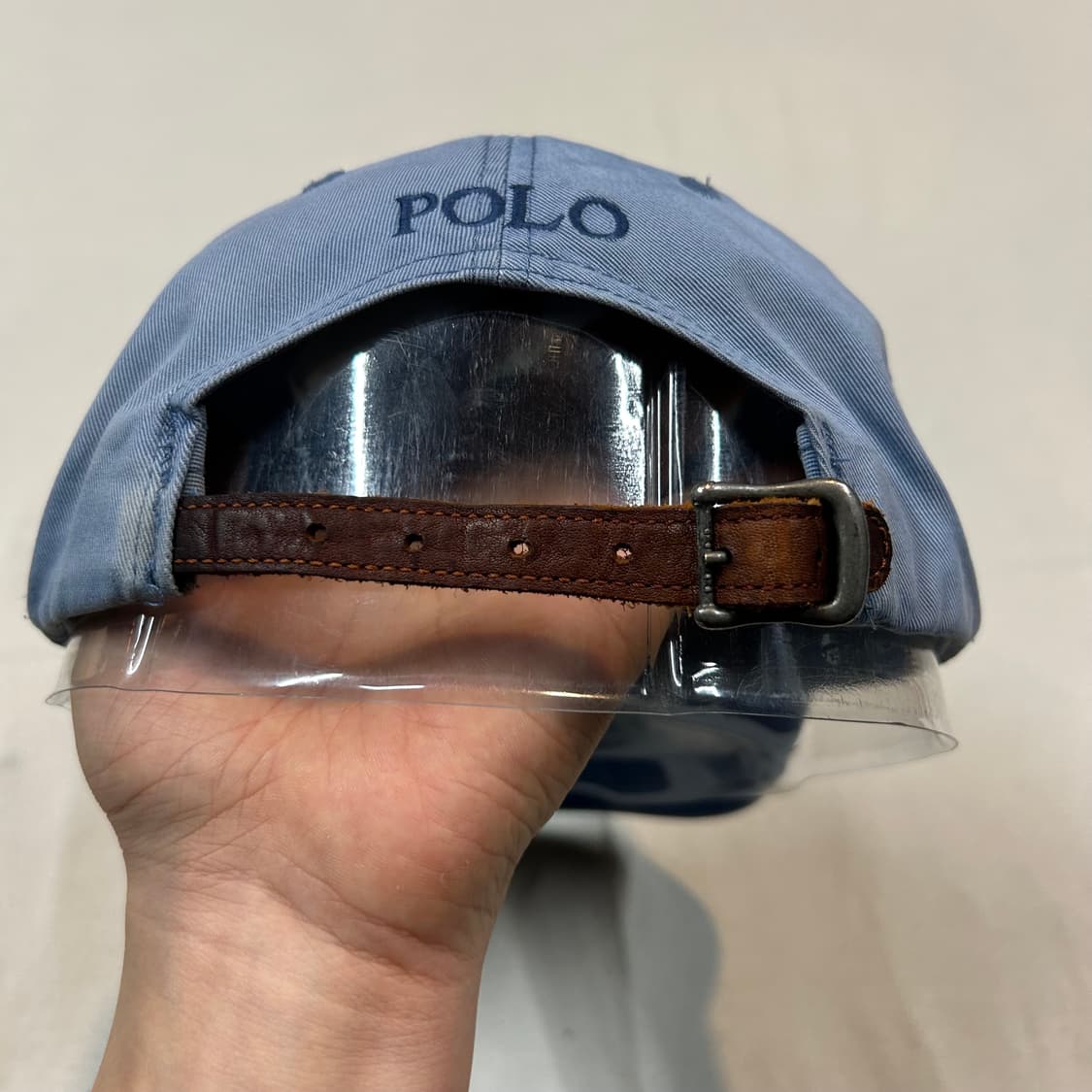 폴로 랄프로렌 하늘색 볼캡 모자 가죽스트랩 정품 상품이미지5