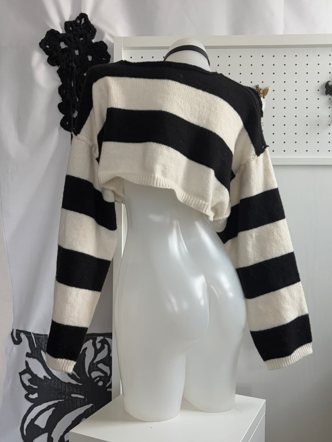 • striped cross-patch cropped knitwear 상품이미지6
