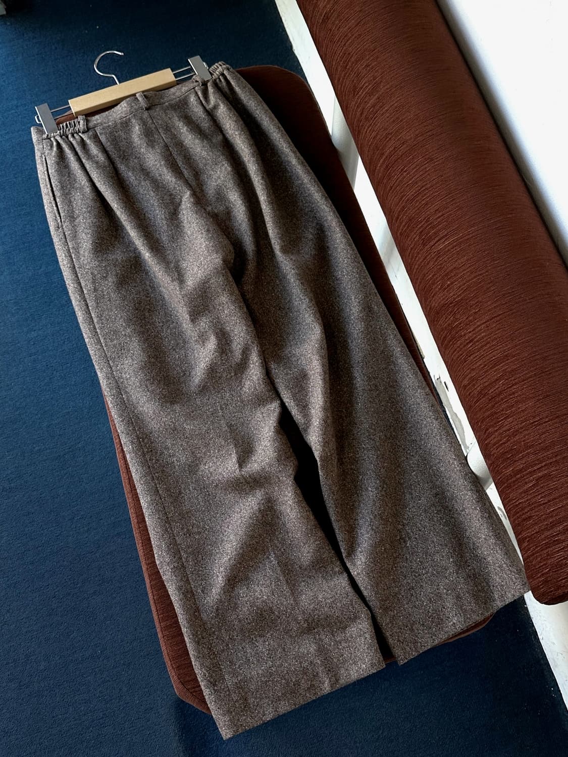 Wool tweed fabric wide straight trousers 상품이미지9