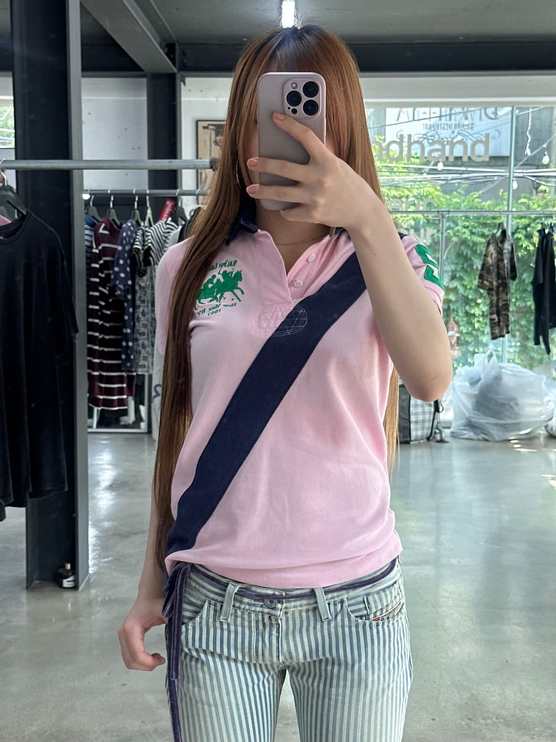 폴로 빅포니 넘버링 Pk반팔티 핑크네이비 상품이미지1