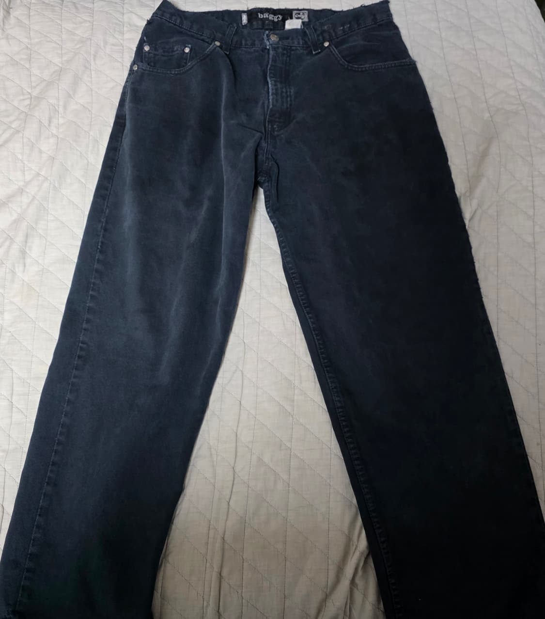 [33X28] 90s 빈티지 리바이스 실버탭 배기핏 트래쉬드 블랙진 상품이미지1