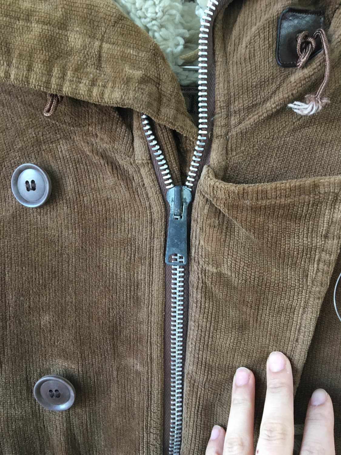 Fake fur hood corduroy jacket 상품이미지6