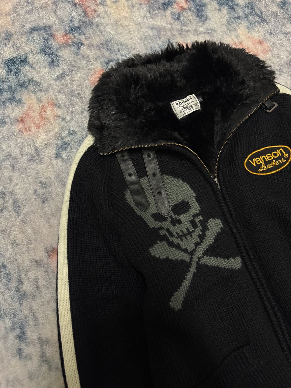 Vanson leather skull trimming fur jacket 상품이미지3