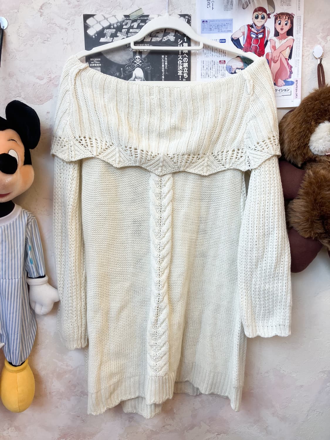 엑시즈팜 오프숄더 리본 니트 원피스 상품이미지6