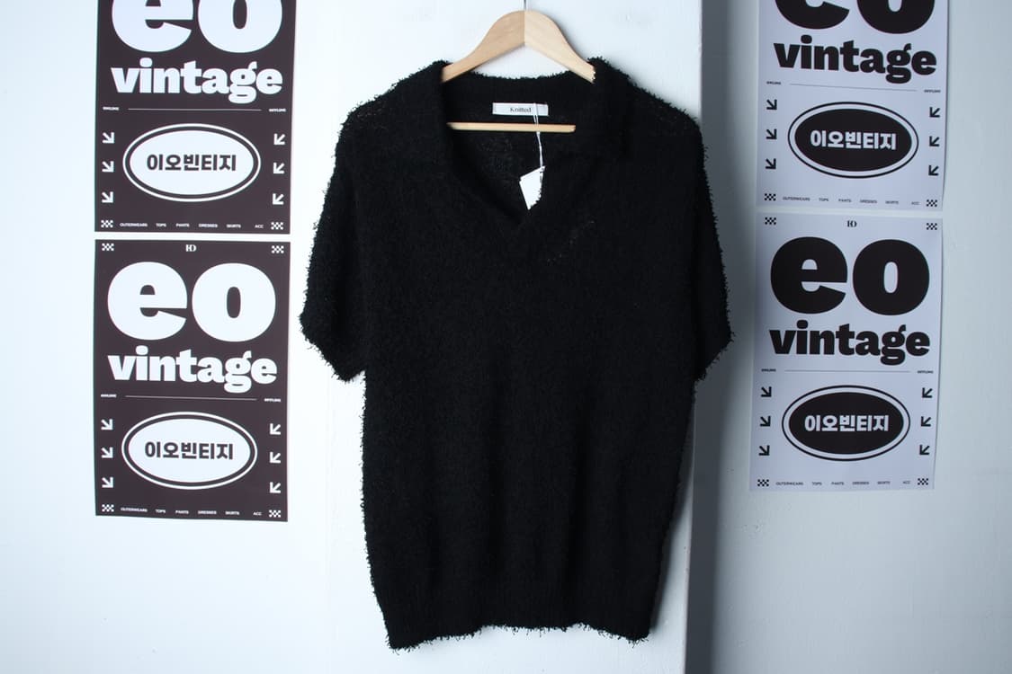 (M-XL) 니티드 반팔 카라 티셔츠 새상품 부클 니트-H31976 상품이미지2