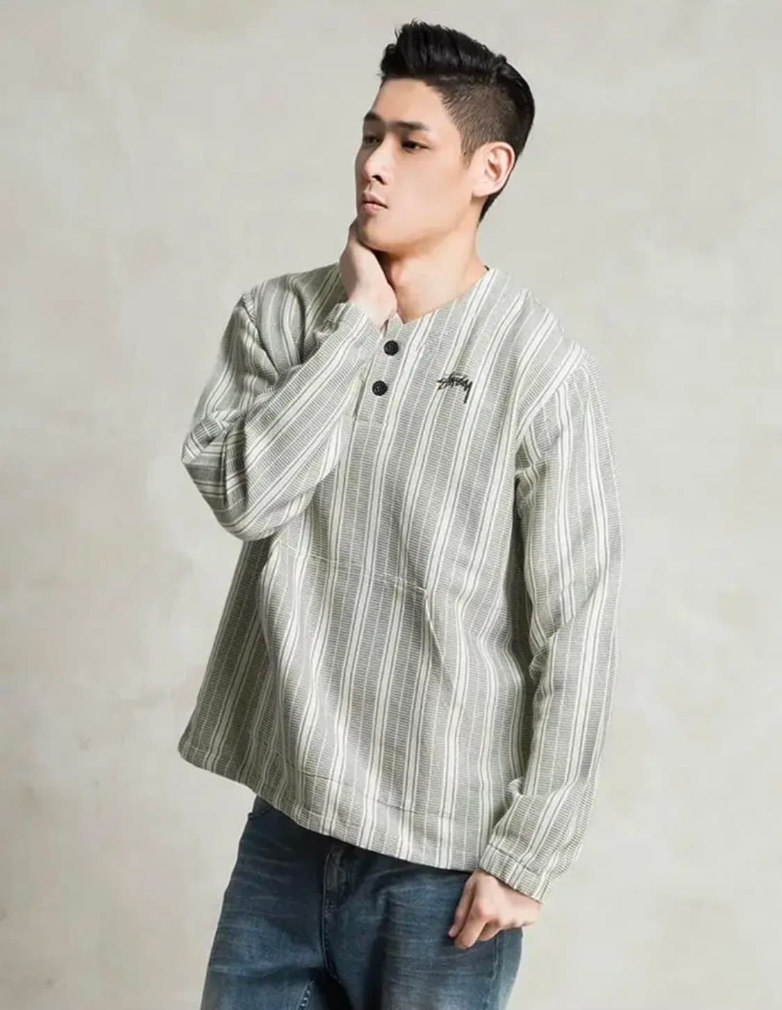 새제품급/M) 스투시 코쿤 착용 헨리넥 맨투맨 아노락 티셔츠 코드쿤스트 상품이미지8