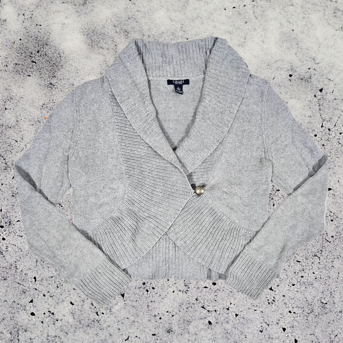 랄프로렌 챕스 그레이 숄카라 원 버튼 가디건 상품이미지1