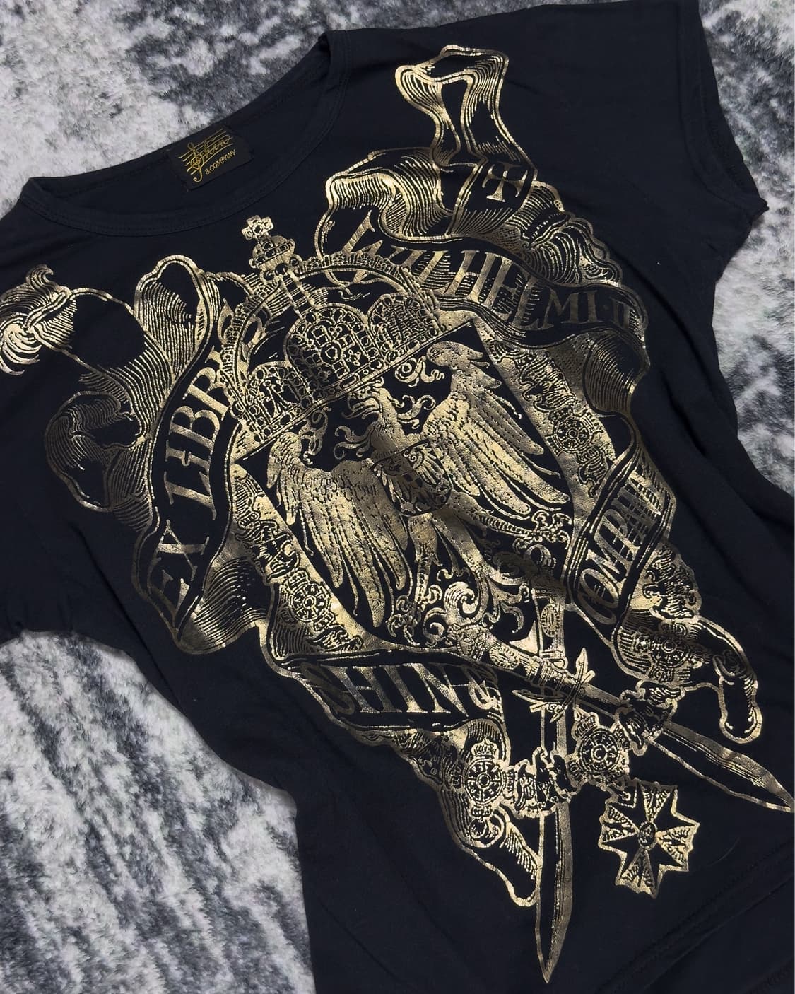 {UNKNOWN} Metal Gold Printed Cropped Tee 상품이미지9