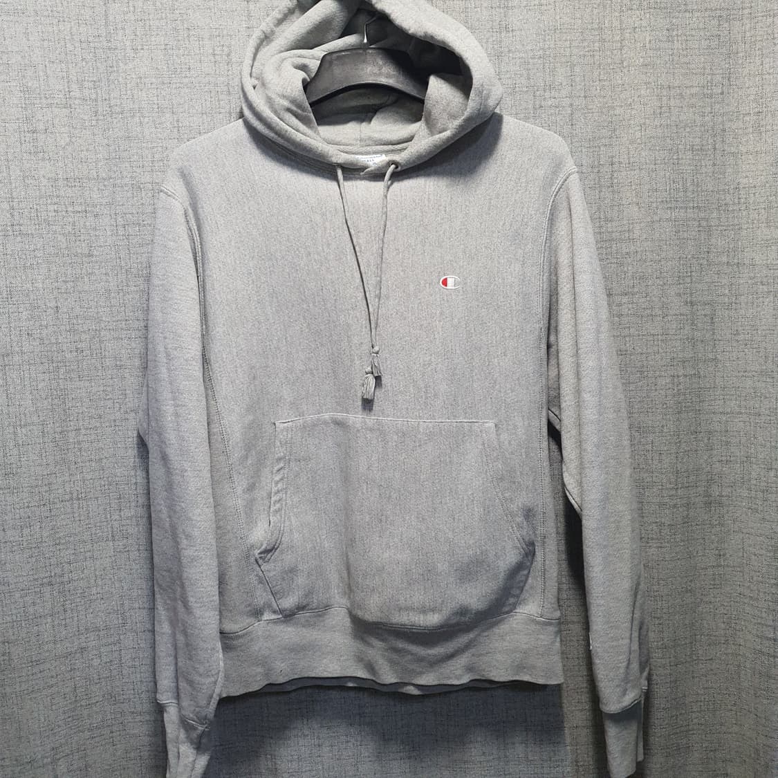 챔피온 기모 로고  회색 후드티   상품이미지1