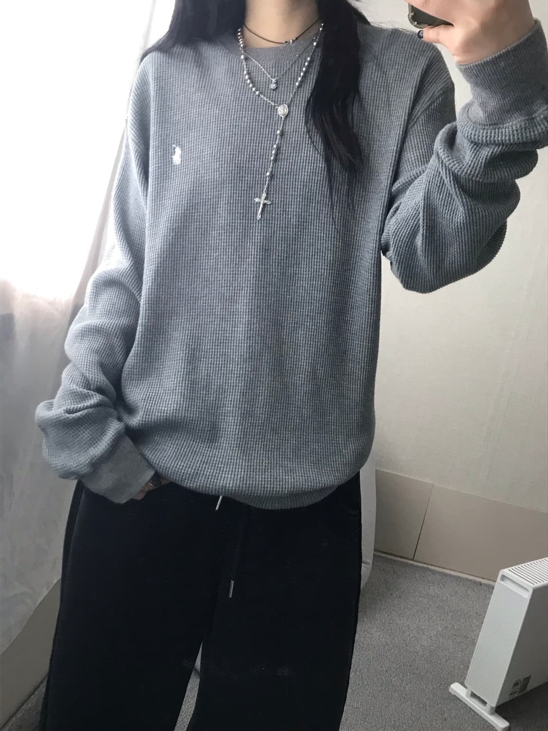 폴로 그레이 와플 롱슬리브 상품이미지3