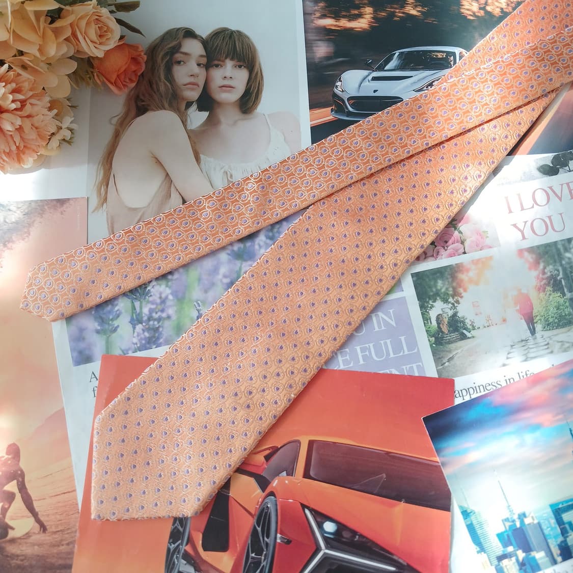 엠씨엠 실크 오렌지 하트 자카드 넥타이 8.1cm A+등급 A19666
 상품이미지5