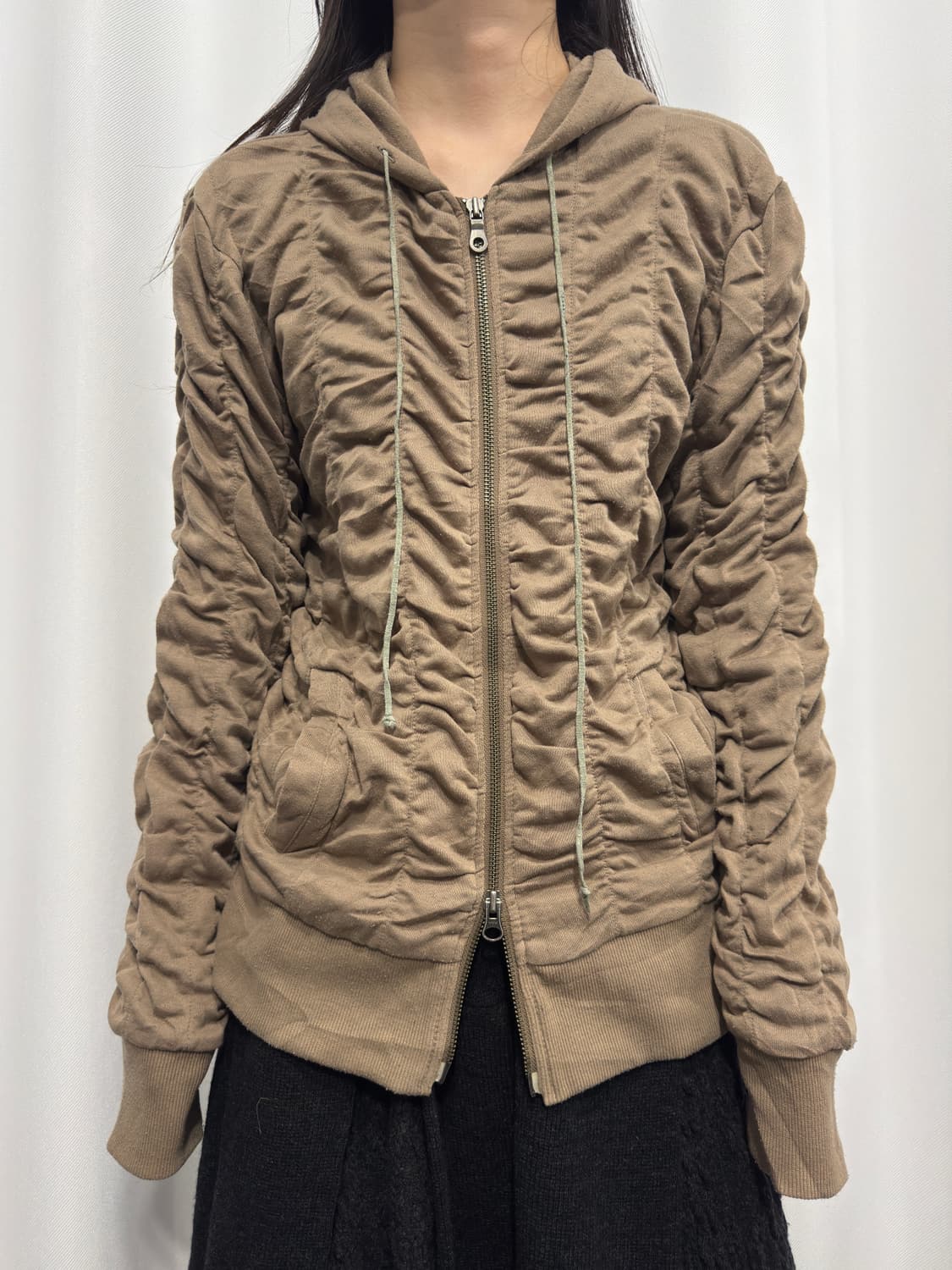 morgan homme shirring hood zipup 상품이미지1