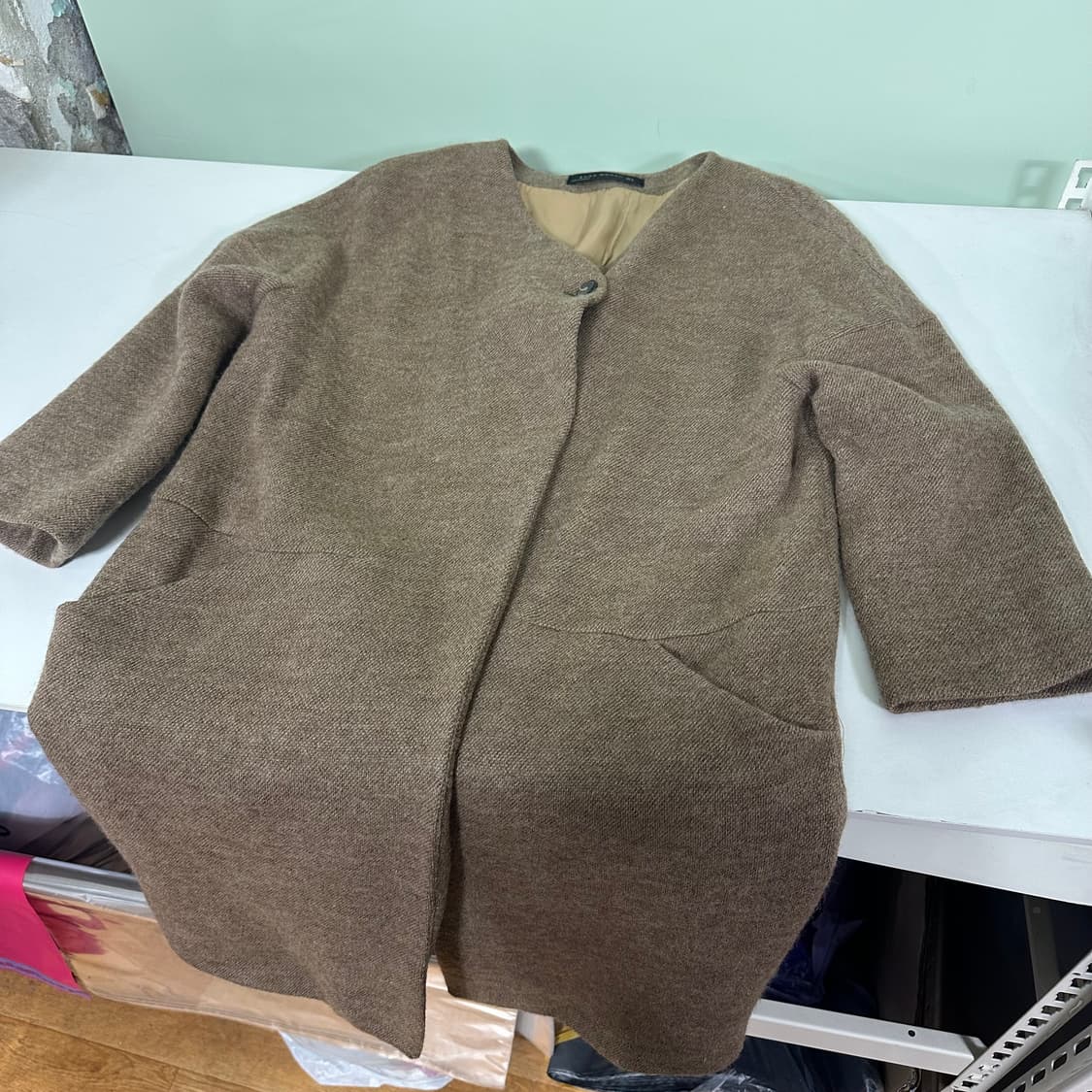 우먼M 자라우먼 베이지 라나울 논카라 7부코트 상품이미지2