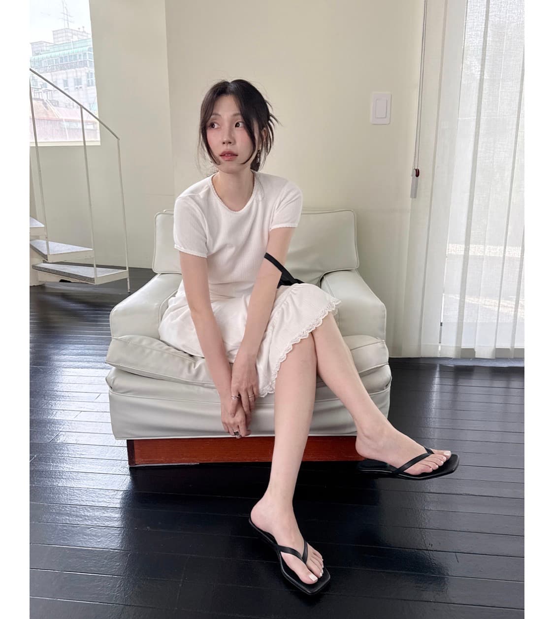 누스 사샤 플립플랍 키튼힐 슬리퍼(블랙 웨지 235) 상품이미지1