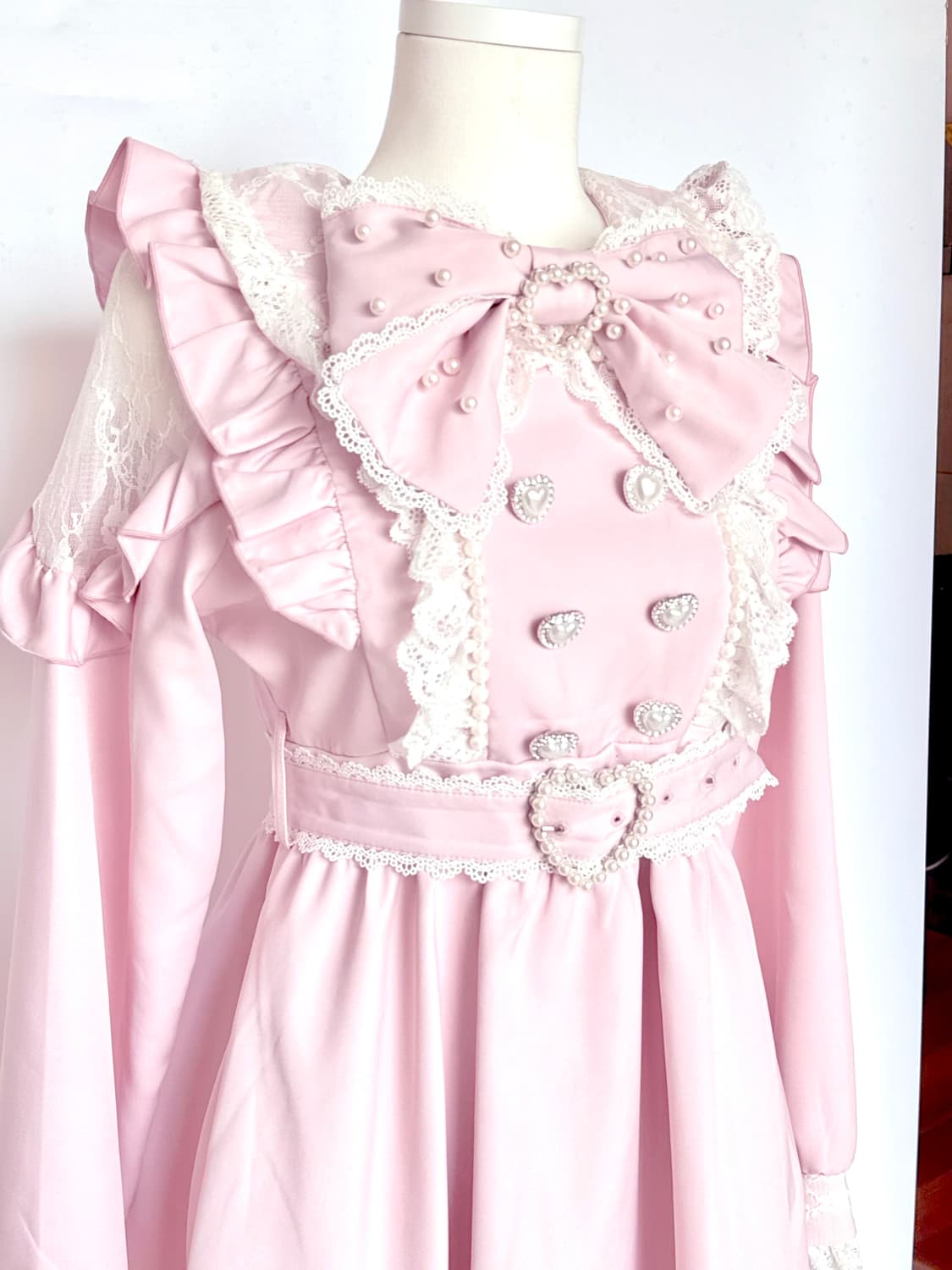 디어마이러브 디마럽 하트버튼 펄체인 딸기우유원피스 상품이미지2