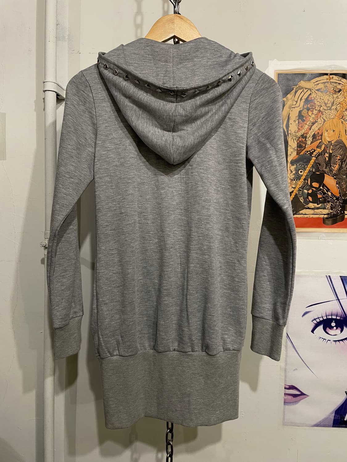 스터드 그레이 롱 후드집업 펑크 y2k 상품이미지5