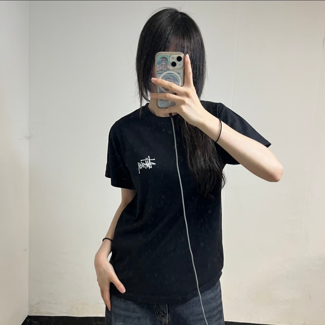 Stussy Black Stock Logo T-Shirt 상품이미지1