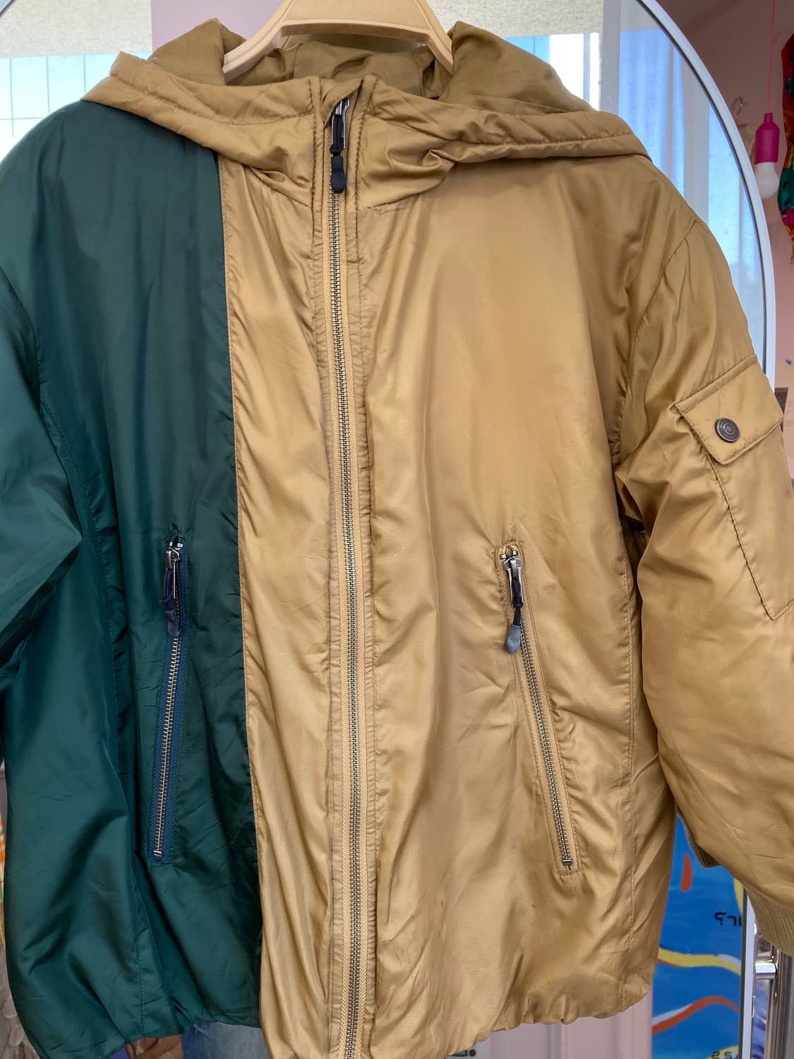 카키브라운 하프 패딩 상품이미지2