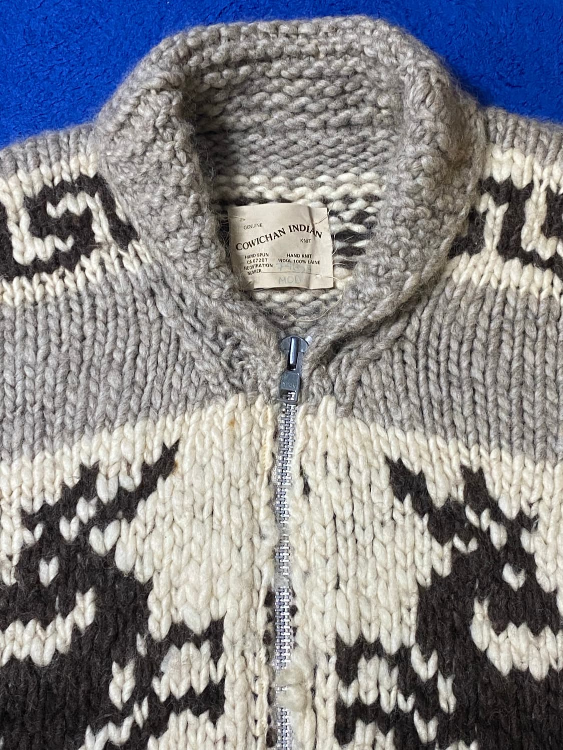 아메리칸 빈티지 캐나다 코위찬 인디언 베이지 니트 집업 상품이미지3