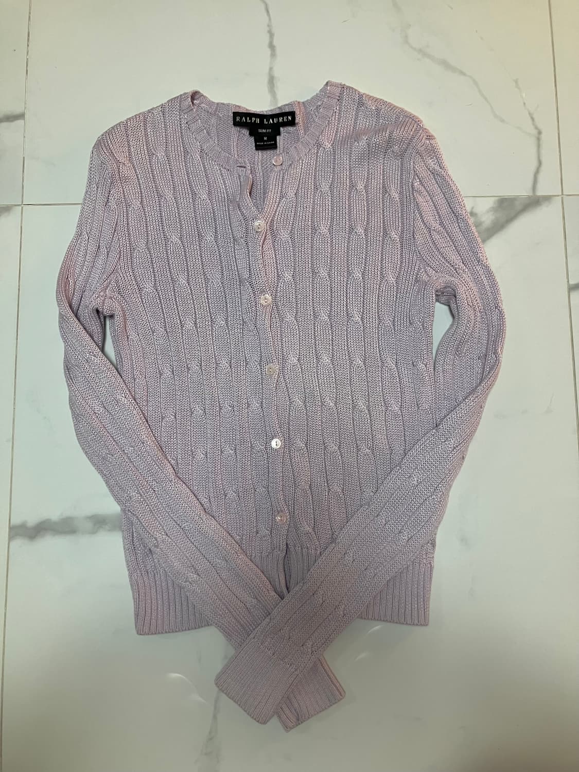 랄프로렌 블랙라벨 라벤더 슬림핏 케이블 니트 가디건 상품이미지2