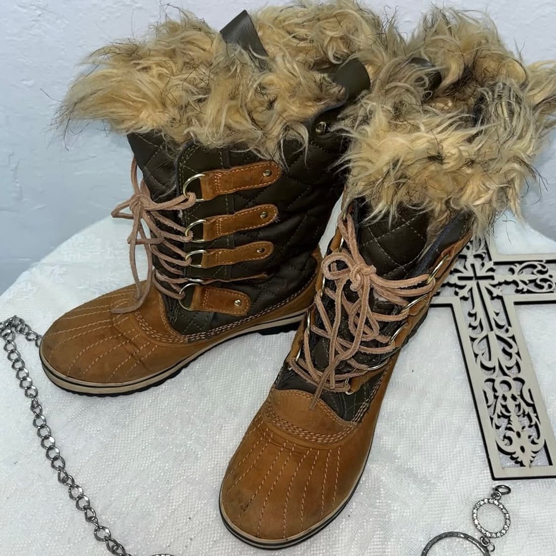 Y2K 퀄팅 퍼 부츠 상품이미지3