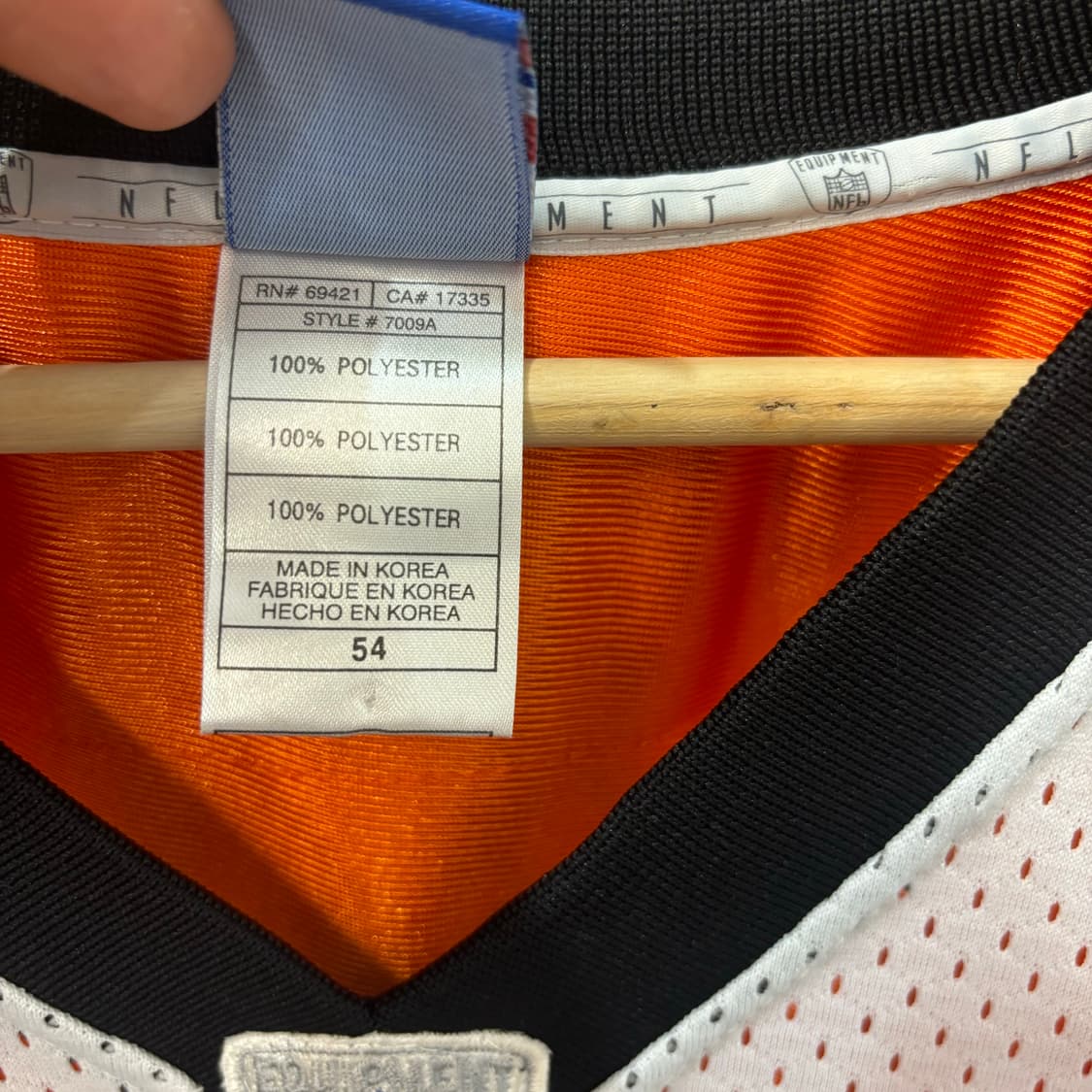 NFL X 리복 신시내티 뱅골스 화이트 오렌지 럭비져지 2XL 상품이미지8