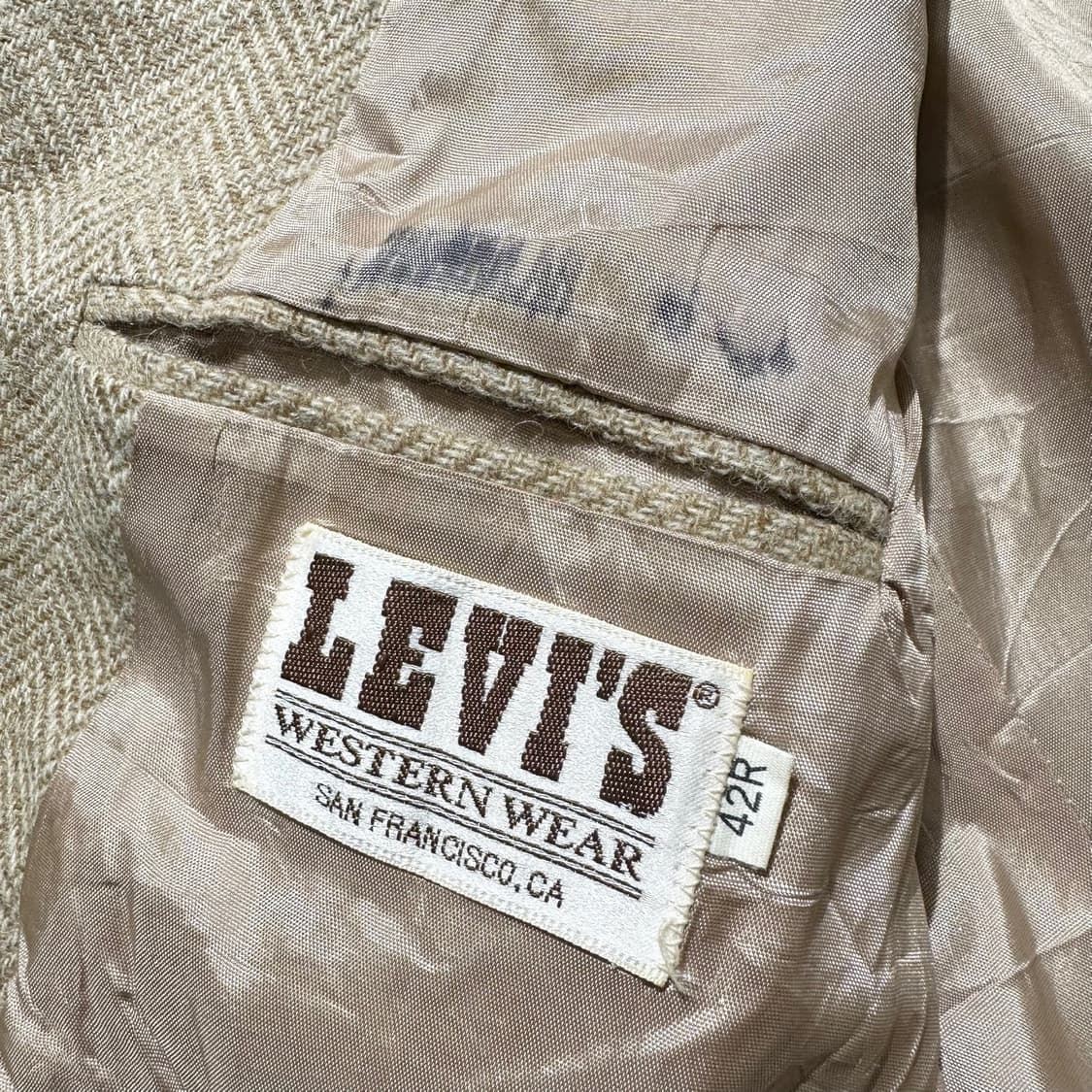 70‘s 리바이스 웨스턴 테일러드 헤링본 싱글 2B 블레이저 자켓 상품이미지9