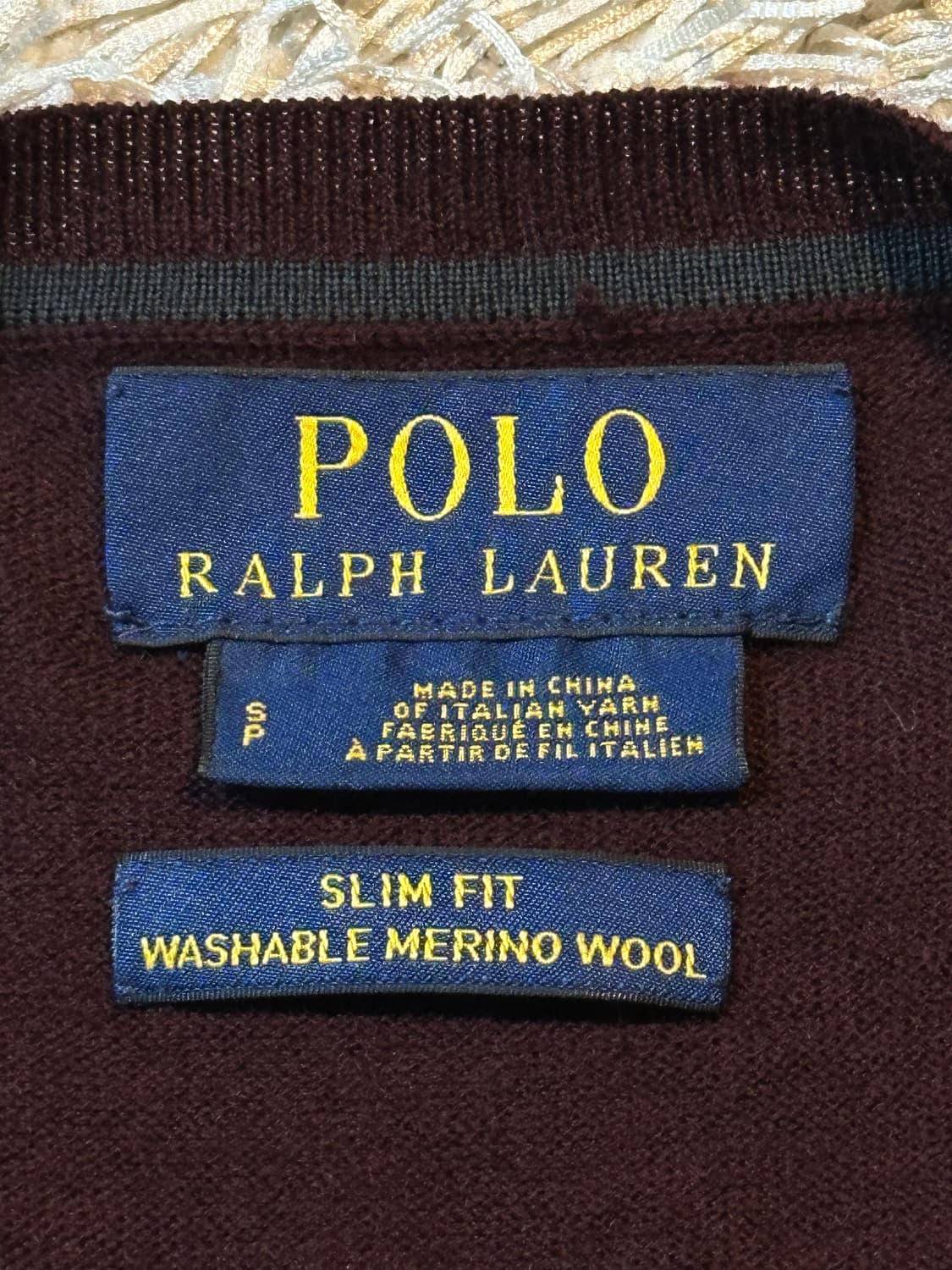 폴로 랄프로렌 신형 슬림핏 워셔블 메리노울 라운드넥 니트 버건디 상품이미지4