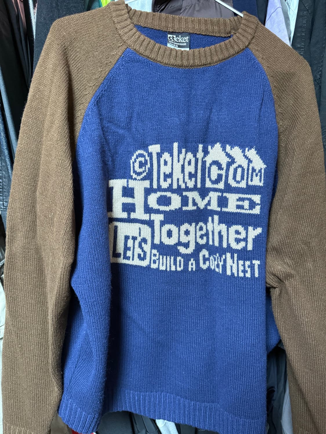 Teket 라글란 니트 블루/브라운  상품이미지1