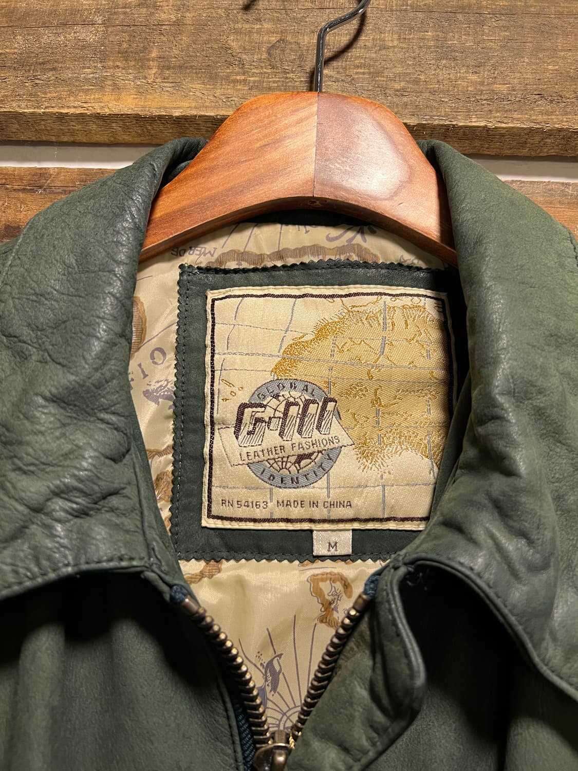 [M]90's USA 빈티지 그린 리얼레더 A-2 자켓 상품이미지2