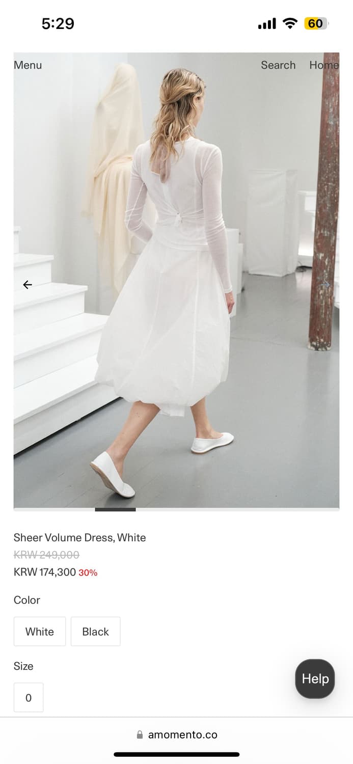 (새상품) 아모멘토 sheer volume dress 상품이미지1