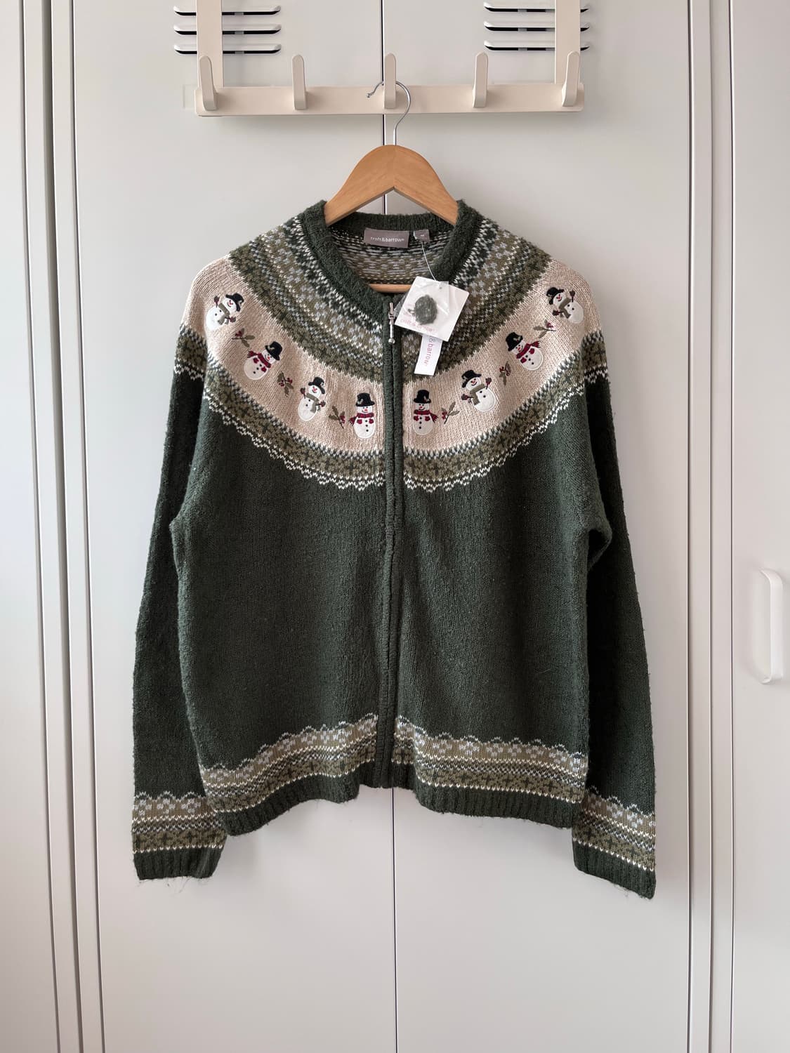Croft & barrow 눈사람 자수 니트 가디건 그린 상품이미지2