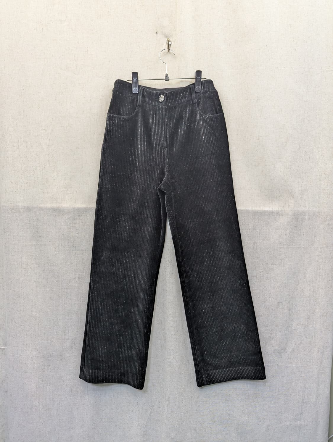 안나수이 블랙 코듀로이 와이드 팬츠 상품이미지1