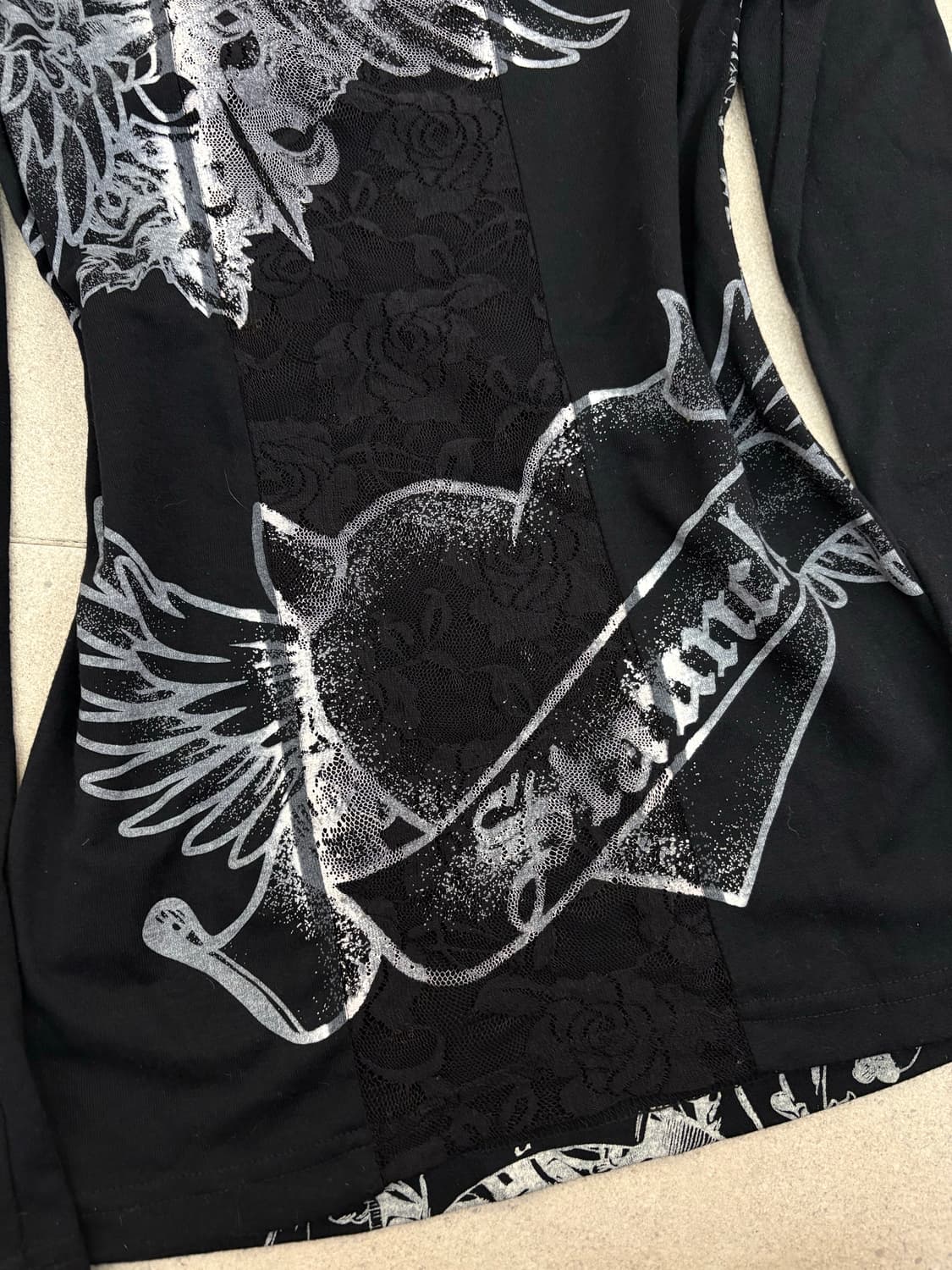 레이스 시스루 프린팅 롱슬리브 상품이미지7