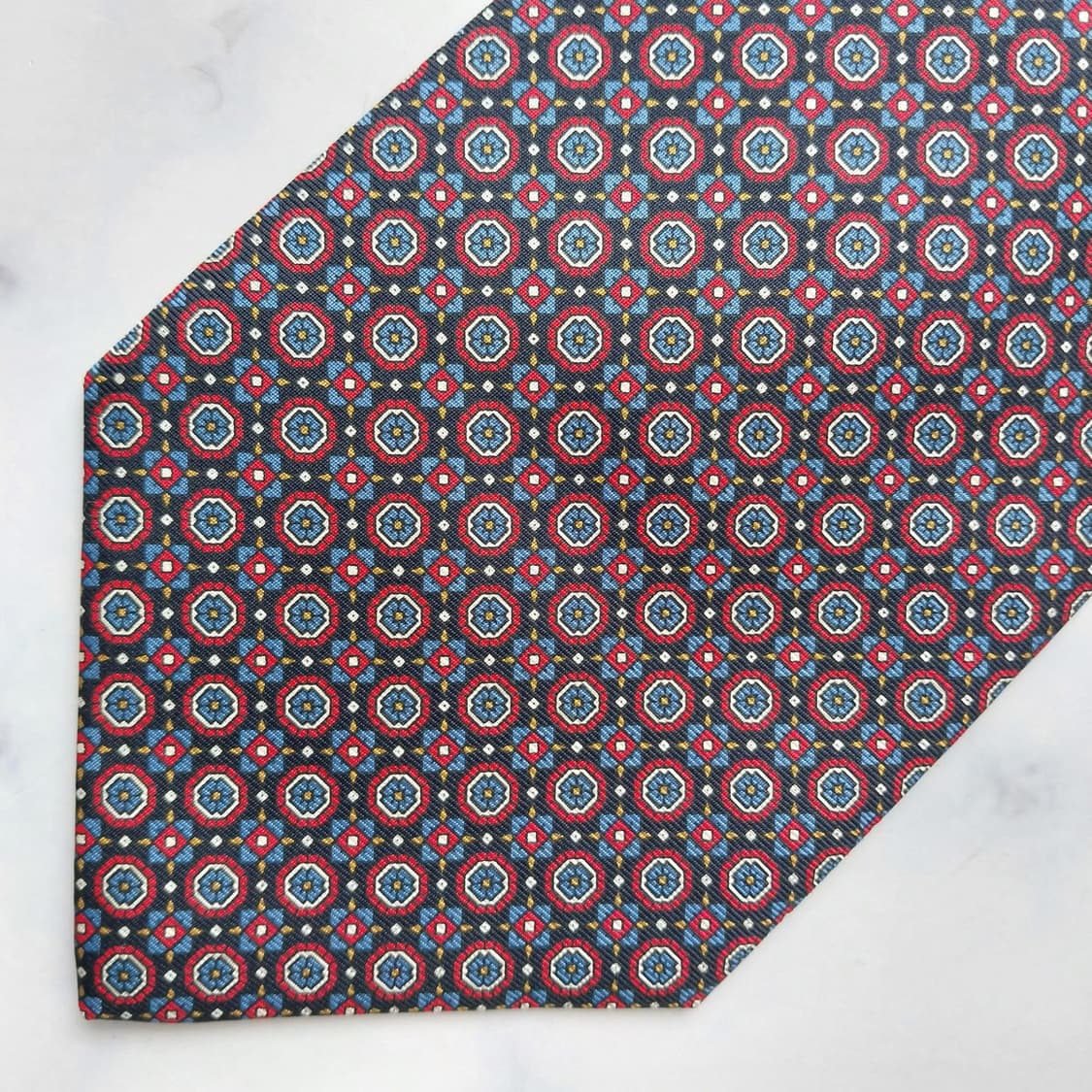 TIE RACK 타이랙 넥타이 블루 기하 패턴 10cm 새제품 K2561 상품이미지6