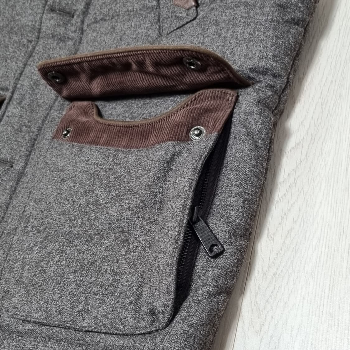 새제품100 지오지아 코듀로이 패치 헌팅 울패딩 조끼 베스트 빈티지 상품이미지5