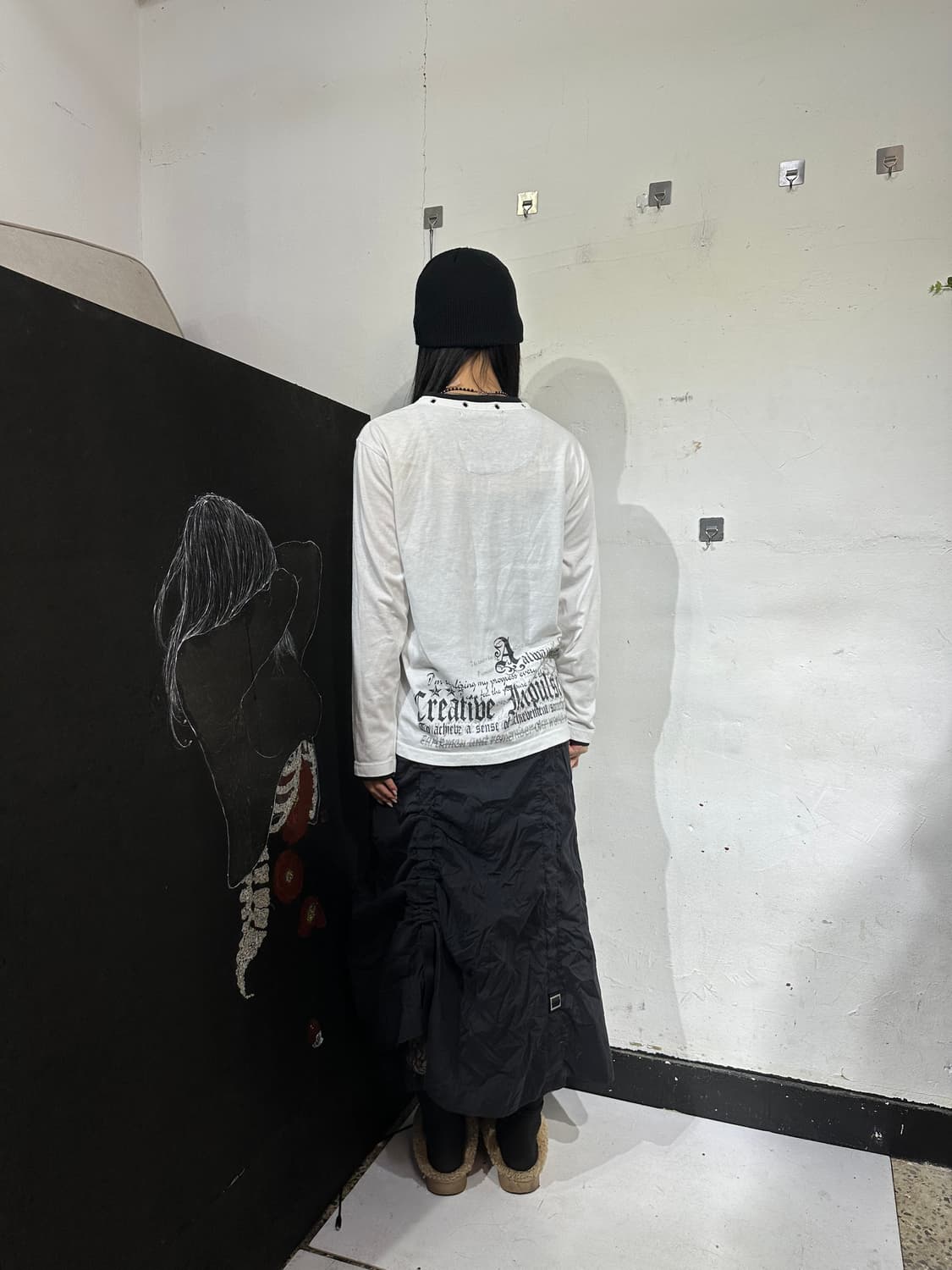 Jpn 일본 빈티지 고딕 펑크 해골 프린팅 롱슬리브 L 상품이미지3