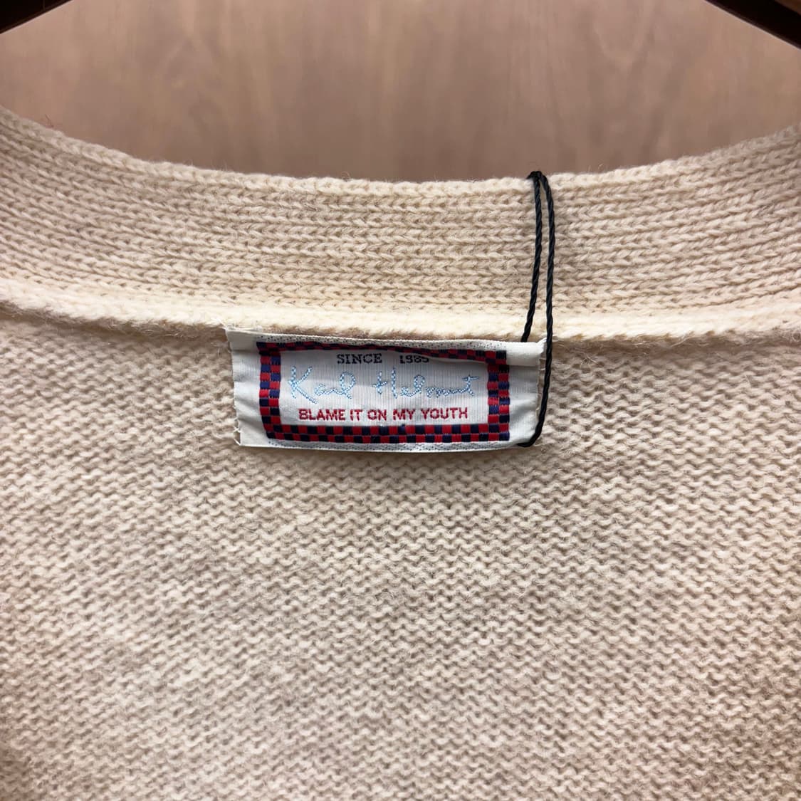 칼 헬무트 브이넥 긴팔 울 니트 가디건 아가일 패턴 버튼 디테일 아이보리 상품이미지7