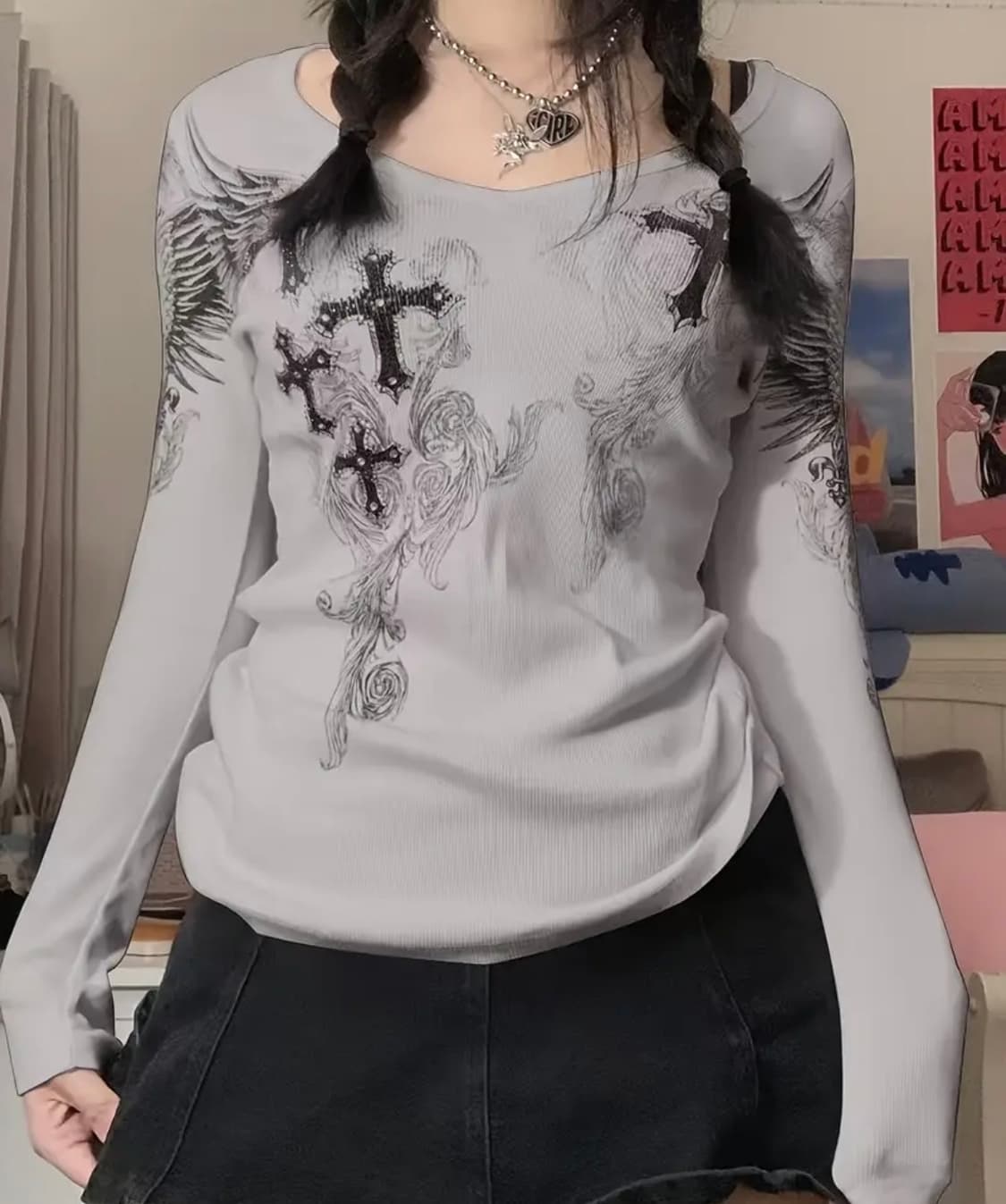 Y2k 해골 티셔츠 상품이미지1