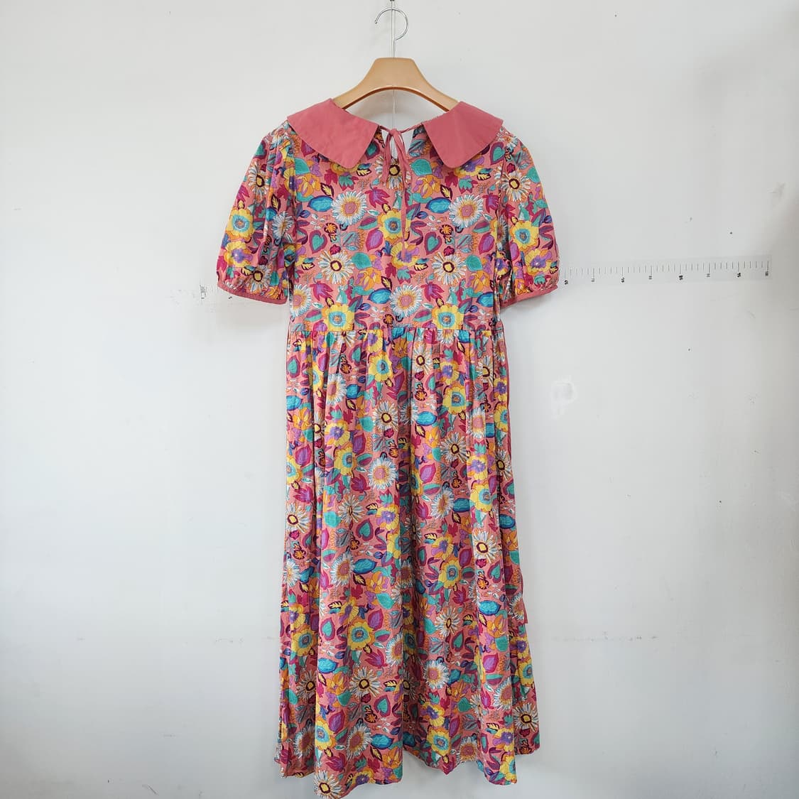 RS 스튜디오 플라워 패턴 핑크 빅카라 롱 원피스 상품이미지5